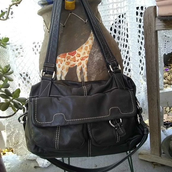 BANANA REPUBLIC BLACK LEATHER SHOULDER BAG - Picture 5 of 8